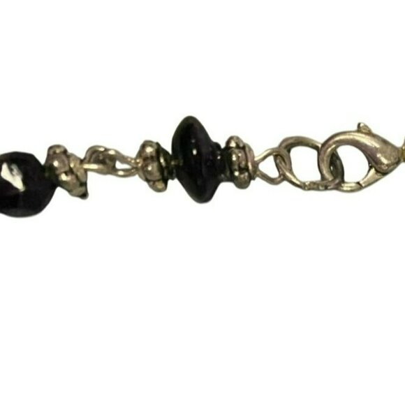 Vintage Pilgrim Silver Tone Necklace With Ornate Round Medallion Pendant & Black - Picture 7 of 7